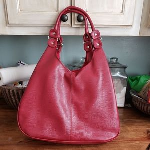 Large red hobo bag